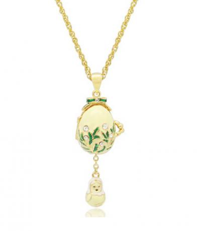 Color hand enameled Faberge style Easter egg pendant ()